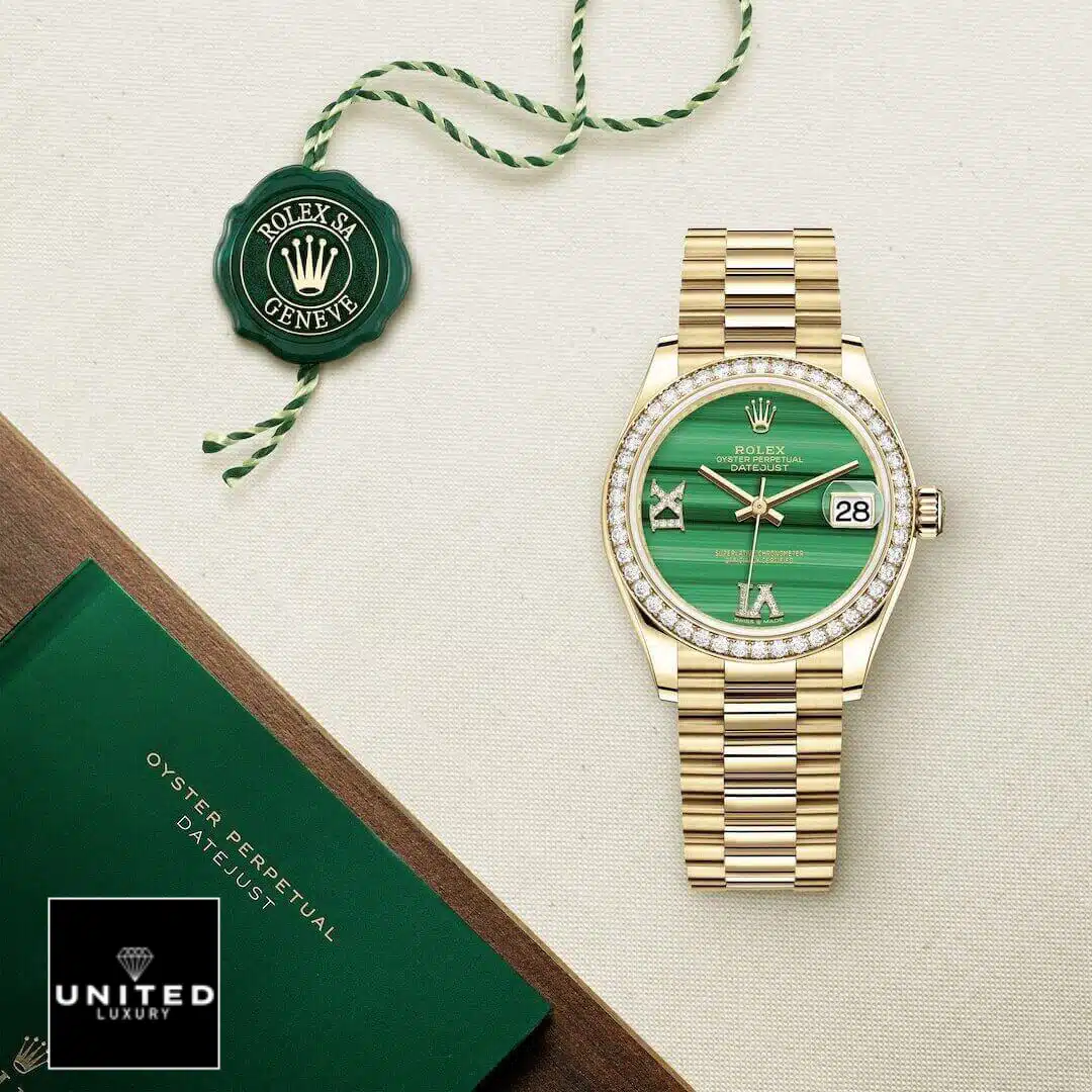 Rolex Datejust 126333 Rolex Datejust 31 278278-0004 diamond green dial and warranty card
