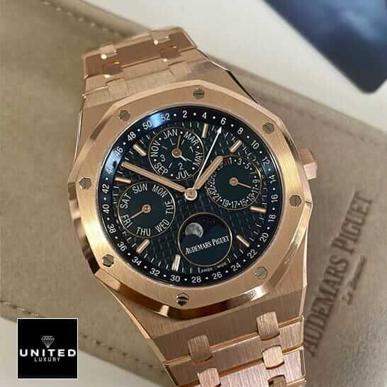 Audemars Piguet Royal Oak Chronograph 26240OR.OO.1320OR.01 Audemars Piguet Royal Oak Gold Blue Dial Replica on the leather