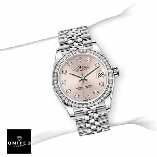Rolex Datejust 126234 Rolex Datejust Pink Diamond Replica on the wrist