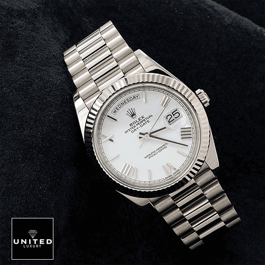 Rolex Day-Date 228235 Rolex Day-Date 228239 Stainless Steel white dial black backround