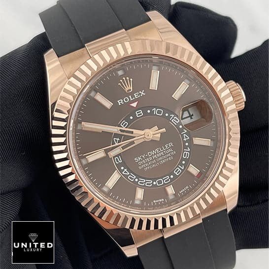 Rolex Sky-Dweller 326235 Rolex Sky-Dweller Chocolate Dial 326235 Fluted Bezel Replica
