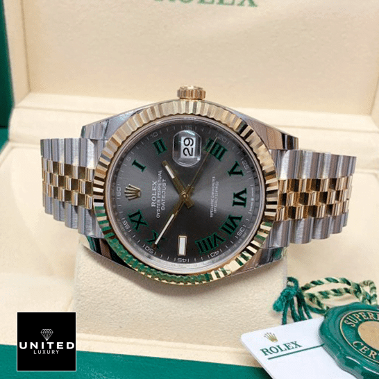 Rolex Datejust 126233 Rolex Datejust 36 Wimbledon Yellow Gold Fluted Bezel Jubilee Replica in the Rolex Box