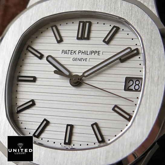 Patek Philippe Nautilus 5711/1A-011 Patek Philippe Geneve Nautilus White Dial Steel Case Replica close front view