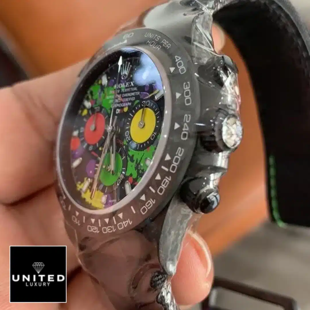 Rolex Daytona Rolex Daytona Carbon Cosmograph Black Button & Crown Pusher 4130cr Replica