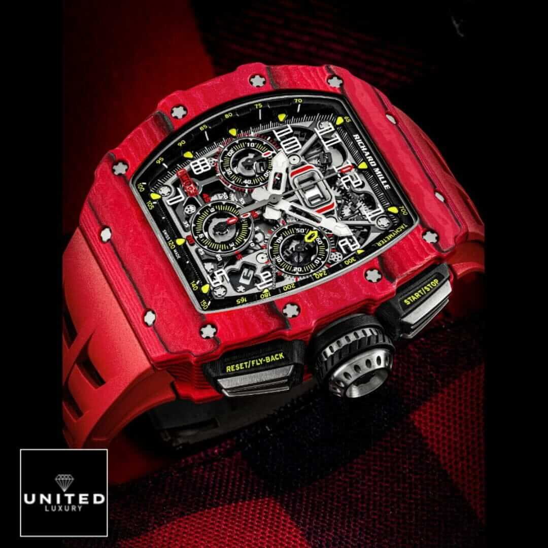 Richard Mille RM 11-03 Richard Mille Red RM1103 Red Case Replica crown / push button