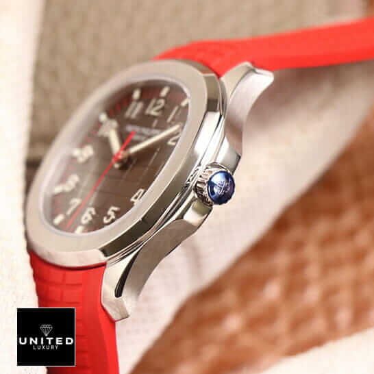 Patek Philippe Aquanaut 5167A Patek Philippe Steel Case Crown Red Rubber Bracelet Replica side view