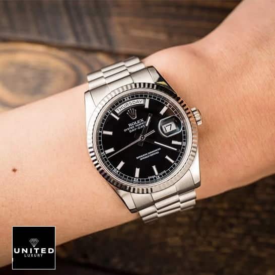 Rolex Day-Date 228238 Rolex Day-Date 118239 Stainless Steel bracelet Replica on his arm