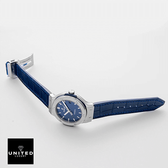 Omega Seamaster Diver 210.90.42.20.03.001 Hublot Classic Fusion Blue Dial Stainless Steel Bezel Replica white background