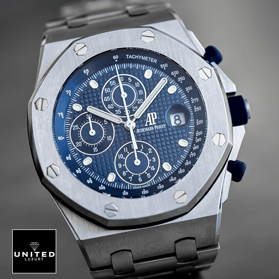 Audemars Piguet Royal Oak Offshore 26237ST Audemars Piguet 26237ST.OO_.1000ST.01 Blue Dial Stainless Steel Replica grey background
