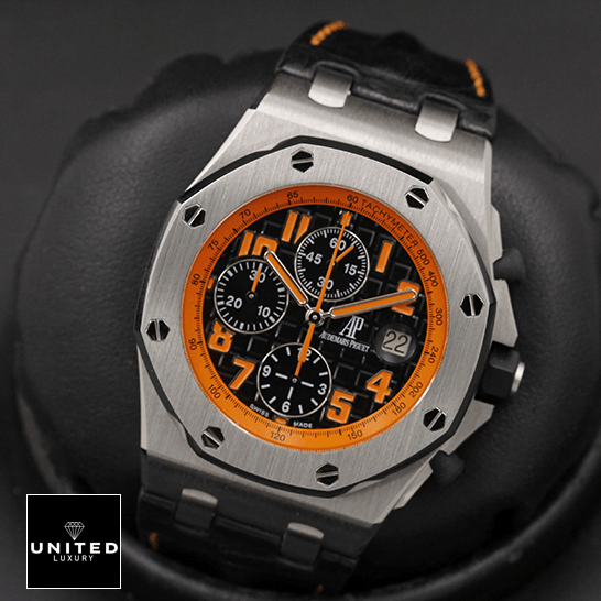 Audemars Piguet Royal Oak Offshore 26170ST.OO.D101CR.01 Audemars Piguet Orange Black Dial Replica in the black stand