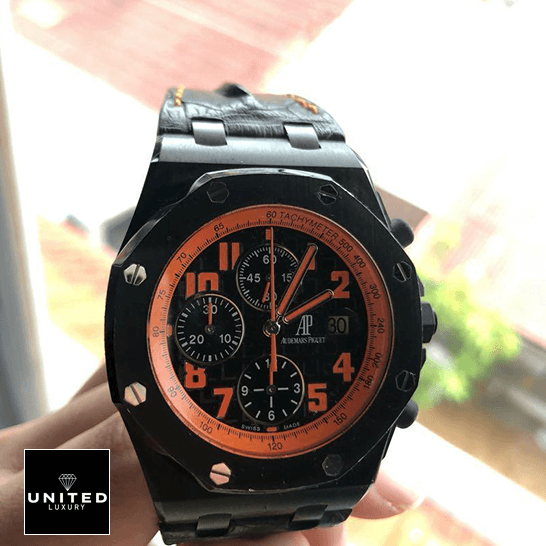 Audemars Piguet Royal Oak Offshore 26200SN.OO.D101CR.01 Audemars Piguet Royal Oak Orange Black Dial Replica on the hand