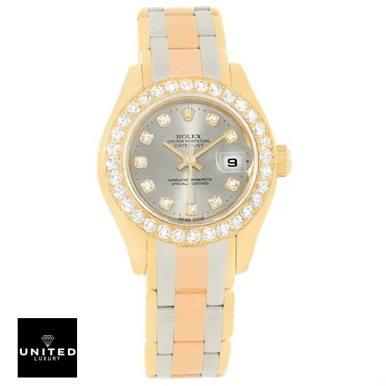 Rolex Tridor Pearlmaster 80298-0048 Rolex Tridor Pearlmaster 80298-0048 Ladies Gold & Diamond Bezel Replica