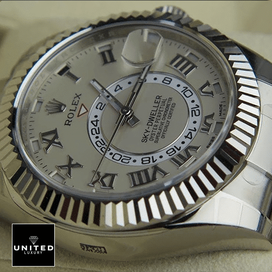 Rolex Sky-Dweller 326939 Rolex Sky-Dweller White Dial 326939 Silver Fluted Bezel Replica