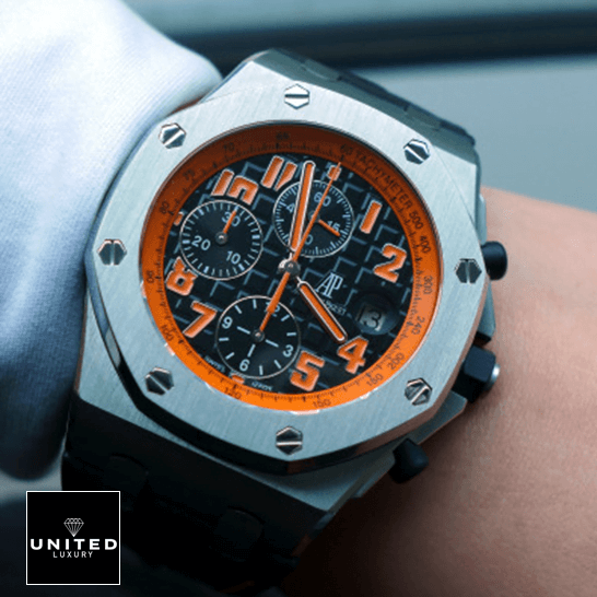 Audemars Piguet Royal Oak Offshore 26170ST.OO.D101CR.01 Audemars Piguet Orange Black Dial Steel Bezel Replica on the wrist