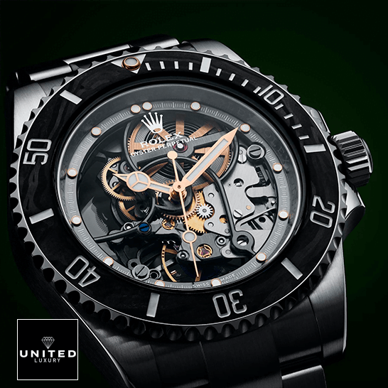Rolex Submariner 114200 Rolex Skeleton Dial Steel 114200 Replica black background