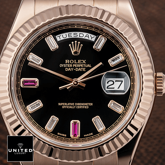 Rolex Day-Date II 218235 Rolex Day-Date II 218235 Gem-Set Indıces Black Dial