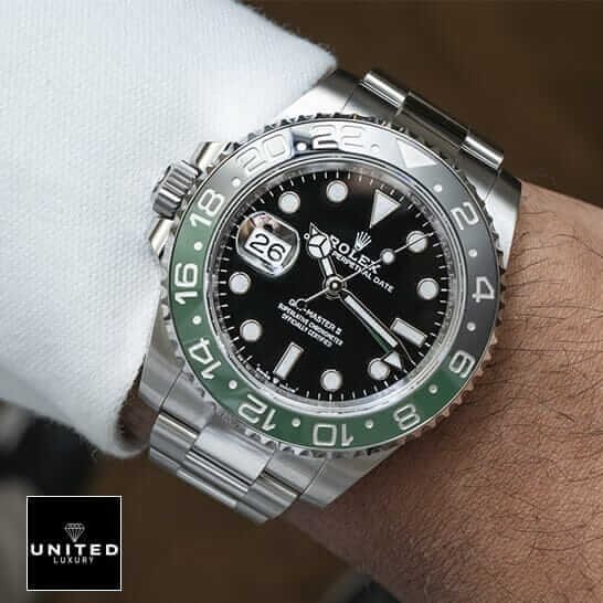 Rolex GMT-Master II 126720VTNR Rolex Gmt-Master II Sprite Black Dial Replica on the hand