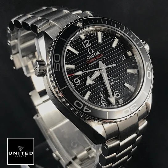 Omega Seamaster Planet Ocean 232.30.42.21.01.004 Omega Seamaster Planet Ocean Black Dial Steel Bracelet Replica black background