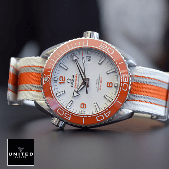 Omega Seamaster Planet Ocean 215.32.44.21.04.001 Omega Seamaster Orange Bezel Bracelet Replica side view