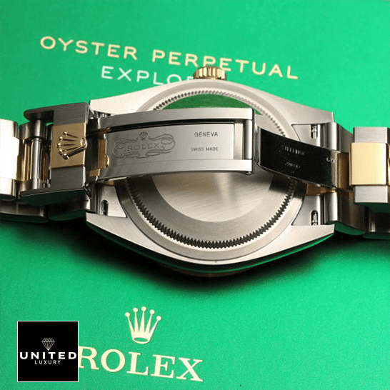 Rolex Explorer 124273 Rolex 2021 Explorer 124273 Two Tone Bracelet Replica Open Fold Clasp on the Rolex Box