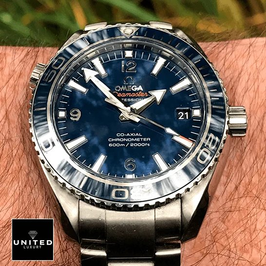 Omega Seamaster Professıonal Co Axial Replica on the man wrist grass background