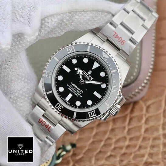 Rolex Submariner 124060 Rolex Submariner Black Dial 904L Stainless Steel Replica on the hand