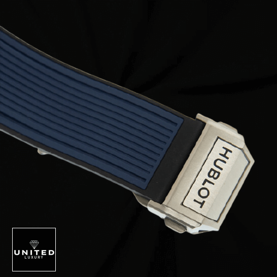 Hublot Big Bang Unico 411.JX.4802.RT Hublot Big Bang Blue Rubber Bracelet Steel Clasp Replica black background