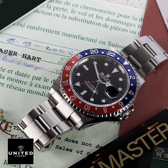 Rolex GMT-Master II 116719BLRO Rolex GMT-Master Pepsi 116719BLRO-0001 Replica on the table