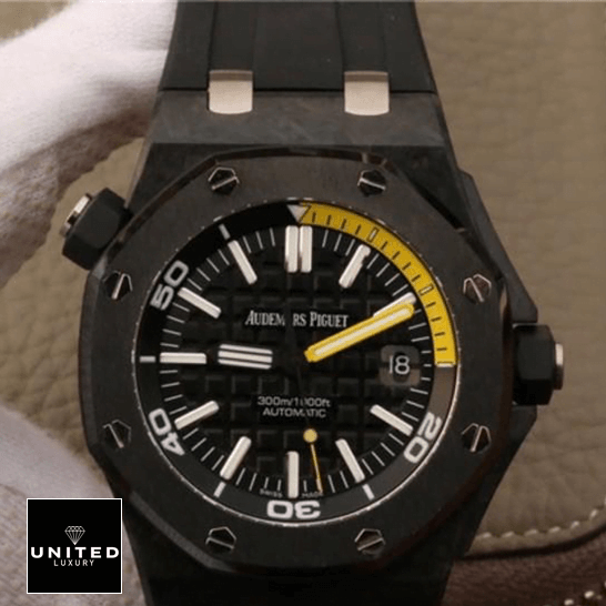 Audemars Piguet Royal Oak Offshore Diver 15706AU Audemars Piguet 15706AU.OO_.A002CA.01 Black Dial Replica on the hand