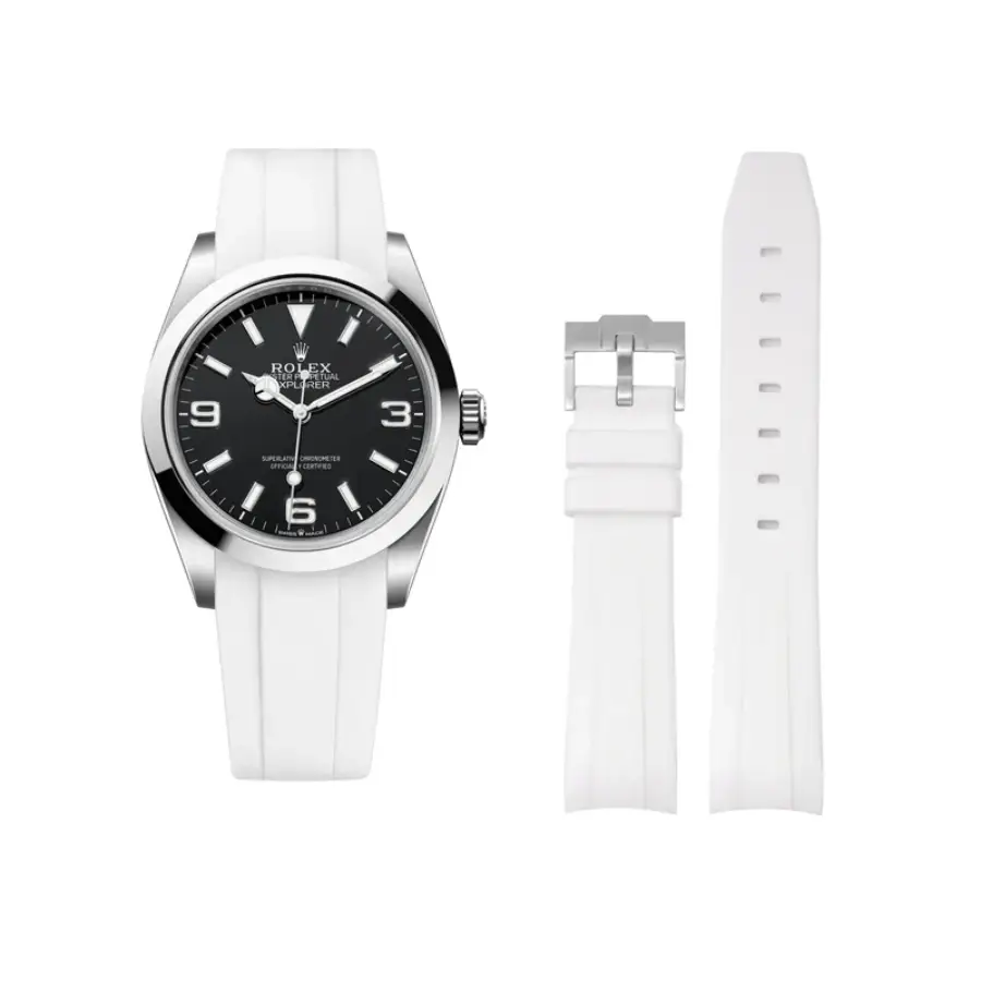 f1137ead9bd0ecff25534fca6fbd8c14c3a148b9 Rolex – Explorer I – Rubber Strap – White - Image 1