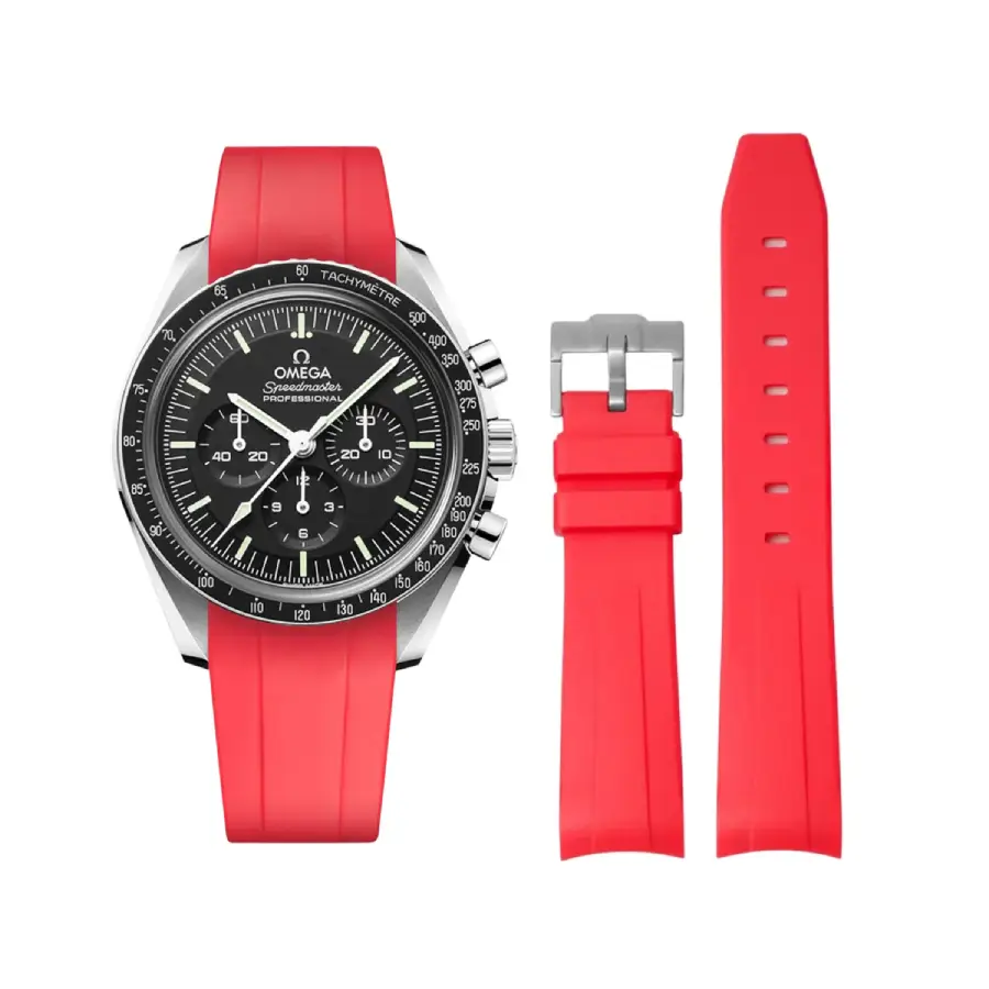 f27d3f599daa7009331a5d0595f99221950ce4f2 Omega – Speedmaster – Rubber Strap – Red - Image 1