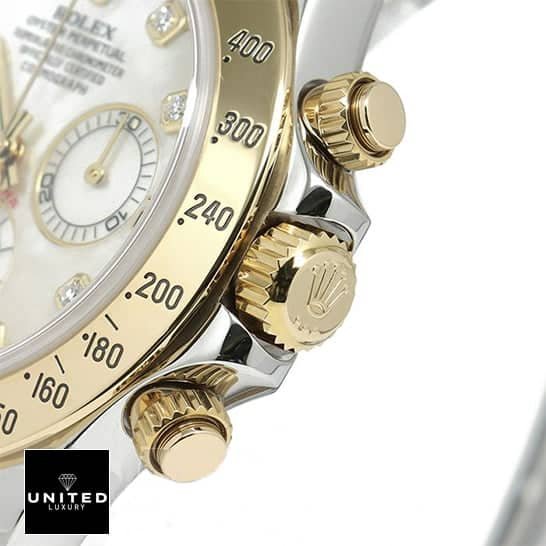 Rolex Daytona Two-Tone 116523 Rolex Daytona 116523 Replica Yellow Gold Button & Crown Pusher