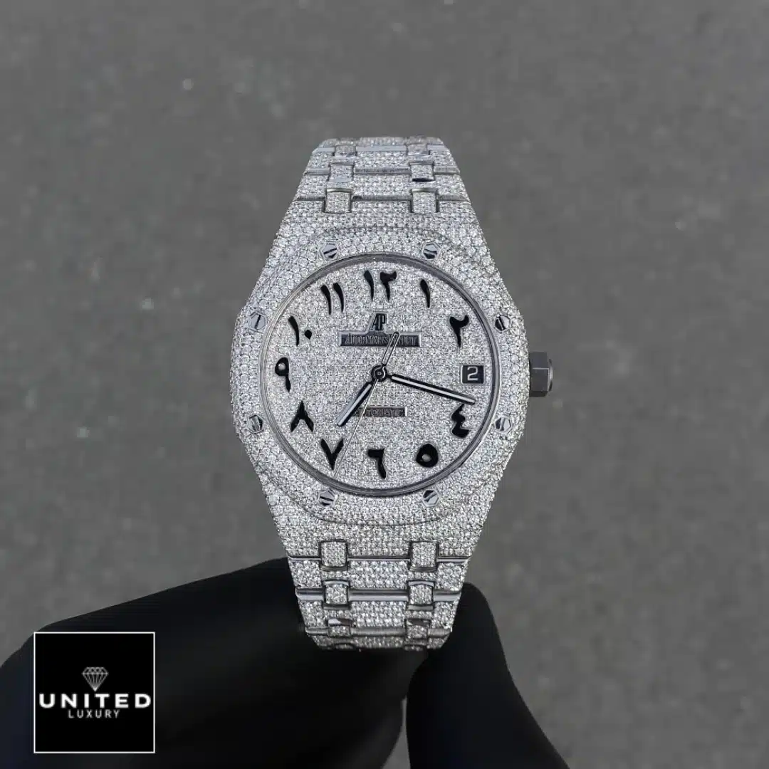 Audemars Piguet Royal Oak Offshore 26470OR.OO.A002CR.01 AP Royal Oak 15500ST.OO.1220ST.04 Replica Dial Gem-Set and Arabic Numerial & Full Iced Out