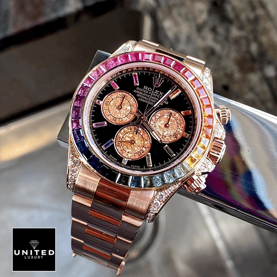 Rolex Cosmograph Daytona Rolex Daytona Cosmograph Rainbow Bezel Black Dial 116519 Oyster Replica