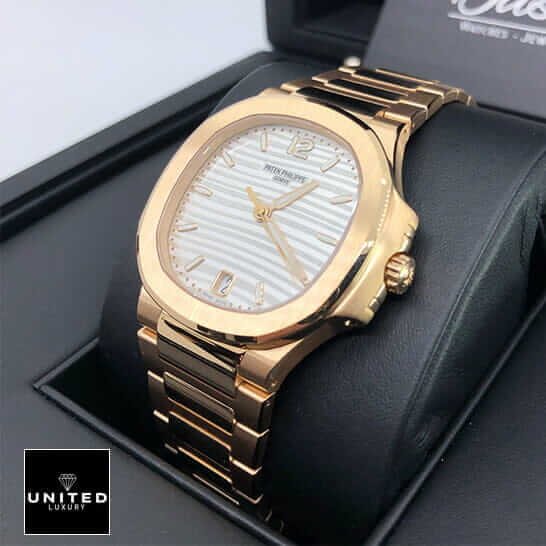 Patek Philippe Annual Calendar Moonphase 5396R-011 Patek Philippe Rose Gold White Dial Replica in the black box