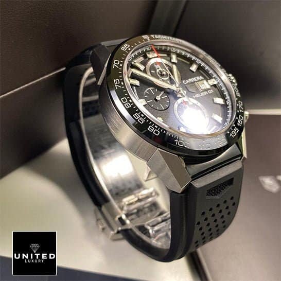 TAG Heuer Carrera Chronograph CBN2A1B.BA0643 Tag Carrera Black Rubber Replica Stainless Steel Case out of the box