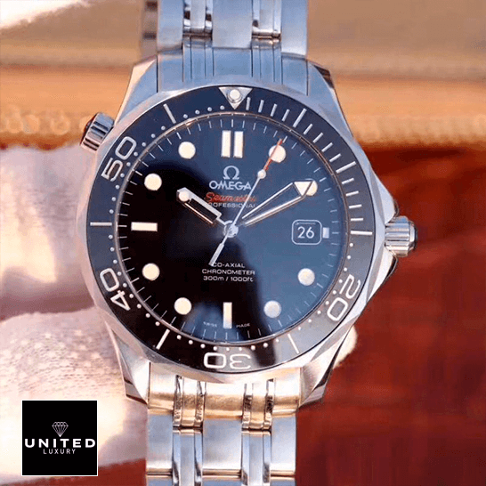 Omega Seamaster 212.30.41.20.03.003 Omega Seamaster Professıonal Black Dial Steel Replica on the glove hand