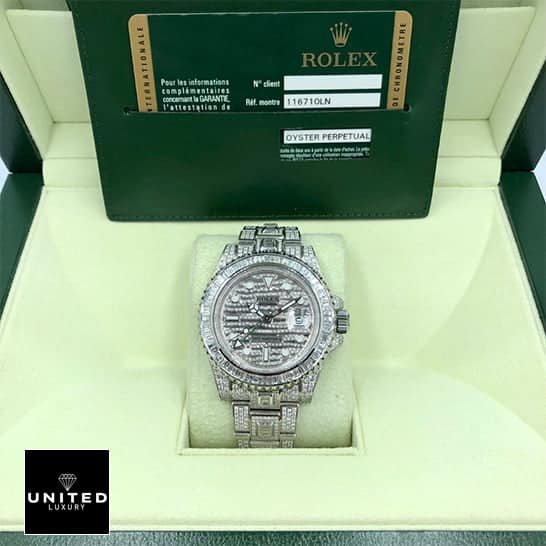 Rolex GMT-Master II 116759SARU Rolex GMT-Master II Custom Diamond Set 116710LN Iced Out Replica in the Rolex Box