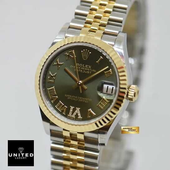 Rolex Datejust 278273 Rolex Green Dial Roman Jubilee Bracelet Replica white background